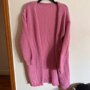 Pink Open-Front Cardigan Sweater